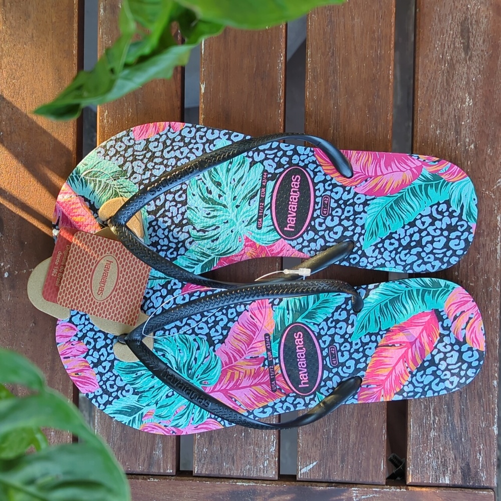HAVAIANAS  Flip Flops SANDALS PALM LEAVES SIZE 41-42 WOMENS SZ 11/12 BRAND NEW